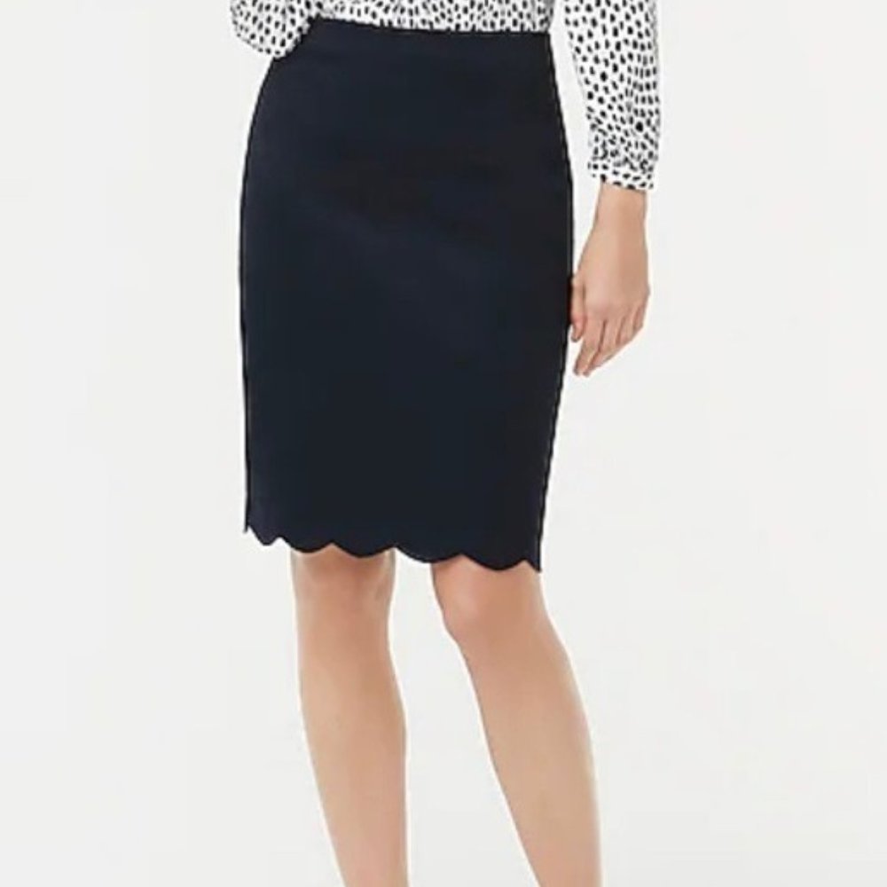 J. CREW Scalloped Sateen Pencil Skirt